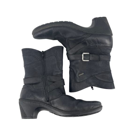Romika Black Leather Zip Ankle Boots EU 41 US 10-10.5 Water Resistant Nomad Moto - Picture 2 of 8
